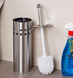 Home Basics Cleaning Brushes Stainless Steel Holder With Brushes For Toilet