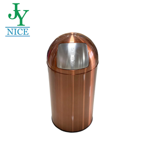 Industrial Bullet Push Trash Can Stainless Steel Sanitation Community Rubbish Bin Lobby Cafe Office Business Waste Container