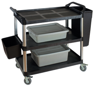 High Quality Black canteen Plastic trolley heavy duty school 3 layers Utility cart Hotel kitchen Food Service Cart