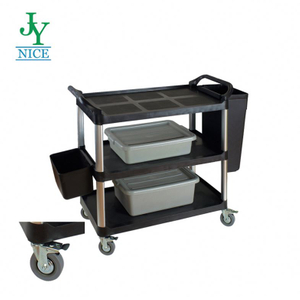 Heavy Duty two-layer warehouse wheeled cargo trolley industrial Factory 3 Tiers Plastic Handling tools Service Cart