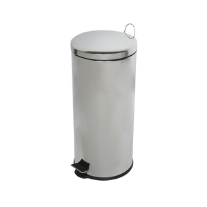 Round Stainless Steel Step Trash Can with Liner, Black, 30-Liter Per 8-Gallon