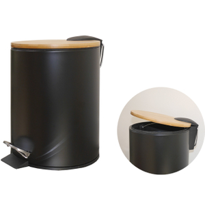 Hot Selling Wooden Lid Trash Can Steel Metal Foot Pedal Tin
