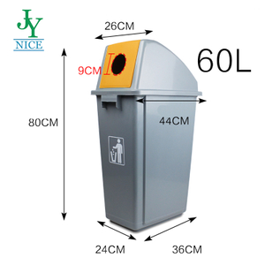 60L Plastic Standing Structure Trash Bin with Lid Indoor Recycling Rubbish Cleaning Garbage Bin