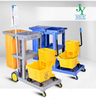 hotel/hospital/school plastic cleaning handcart with cleaning supplies Multifunction housekeeping mop wringer trolley