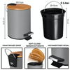 Bamboo Bin with Foot Step Pedal Waste Bin Stainless Steel Waste Bin trash can for bathroom step