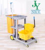 Commercial Office Building PP Plastic Cleaning Trolley with Cover Black Blue Floor Cleaning Janitor Cart