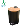 Household Step On Trash Can with Wooden Lid Hotel Room Office Kitchen Rubbish Bin Stainless Steel Foot Pedal Waste Bin