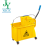 24L Red Plastic Mop Bucket With Wheels Workshop House Mop Wringer Cleaning Bucket