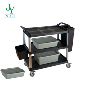 Full Size Housekeeping cleaning Service Cart PP plastic heavy duty 2 Shelves 3 layer home foldable hand trolley