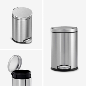 Round Mini Trash Can Bathroom with Removable Plastic Inner Wastebasket Brushed Trash Can