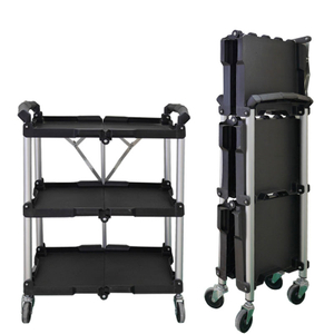 Wholesale 3 Tiers Plastic Restaurant Servicing Cart Food Servicing folding Trolley Cart for Hotel