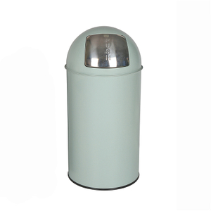 Promotional Garbage Trash Can With Lid Metal Covers Outdoor Push Out Open Trash Bin
