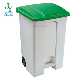 Storage Bin with Lid PP Plastic Trash Can with Caster Rubber Wheels Easy Moving