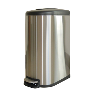 Rectangular Hands-Free Dual Compartment Kitchen Step Trash Can with Soft-Close Lid, Brushed Stainless Steel