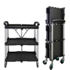 Wholesale 3 Tiers folding service Cart with Four wheels for shopping fish tools coll Food Serving folding Trolley