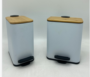 Bamboo Lid Pedal Bin with Inner Bin 5L for Household Use Square Shape