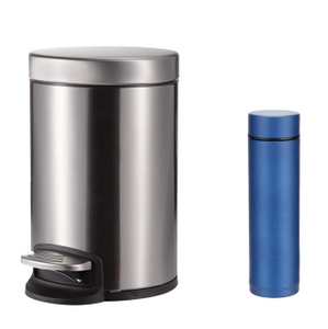 Stainless Steel Round Trash Can with Pedal 8 Liter, Office Waste Paper Bin Home Garbage Bin Kitchen Waste Bin