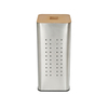 60L Square Shape Household Essentials Basket Metal Laundry Hamper - Breathable And Wood Lid - Iron