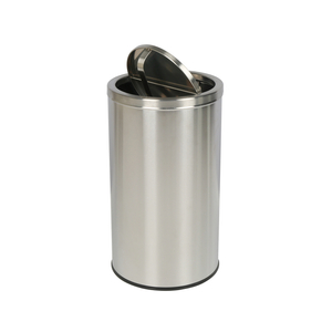 Rolling Cover Type Waste Basket Stainless Steel Desktop Rubbish Container