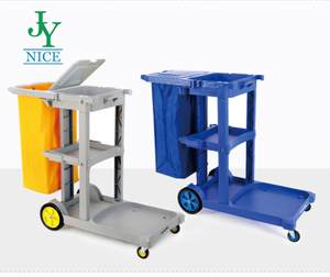 Clean Trolley Janitor Cart with Mop Bucket Hotel Cleaning Cart