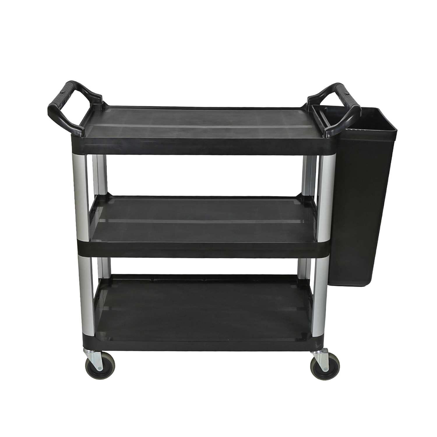 Heavy Duty 3-Shelf Rolling Service / Utility / Push Cart, 390 lbs.  Capacity, Black, for Foodservice / Restaurant / Cleaning - AliExpress