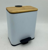 Bamboo Lid Pedal Bin with Inner Bin 5L for Household Use Square Shape