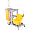 Clean Trolley Janitor Cart with Mop Bucket Hotel Cleaning Trolley