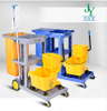 Clean Trolley Janitor Cart with Mop Bucket Hotel Cleaning Trolley