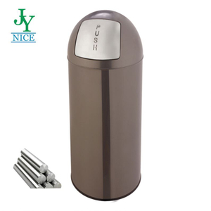 Factory Price Round Stainless Steel Garbage Container with Push Lid Kitchen Bathroom Iron Steel Trash Bin